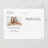 ブラシモダンスクリプトブライトクリスマスホリデーフォト シーズンポストカード (裏面)