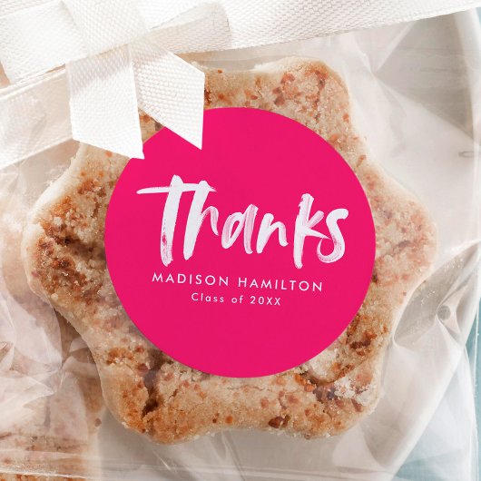 ブラシモダンスクリプトホットピンク卒業ありがとう ラウンドシール