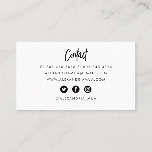 ブラシモダンスクリプトメイクアップアーティストの名刺 名刺 (裏面)