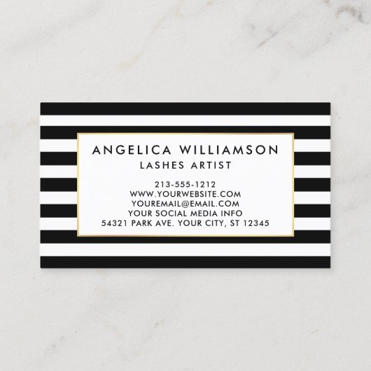 ブラシモダンスクリプトメイクアップアーティストラッシュストライプの 名刺 (裏面)