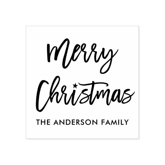 ブラシモダンスクリプトメリークリスマススター ラバースタンプ (インプリント)