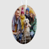 ブラシモダンスクリプトメリークリスマスフォト オーナメント (正面)