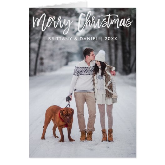 ブラシモダンスクリプトメリークリスマスフォールドカード (正面)