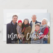 ブラシモダンスクリプトメリークリスマス家族の写真 シーズンカード (正面)