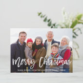 ブラシモダンスクリプトメリークリスマス家族の写真 シーズンカード (スタンド正面)