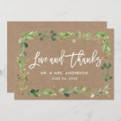 ブラシモダンスクリプトユーカリプトゥスラブク感謝していラフト サンキューカード (正面/裏面)