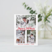 ブラシモダンスクリプトレッドハッピーホリデー3写真 ポストカード (スタンド正面)