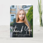ブラシモダンスクリプト写真の卒業 サンキューカード (正面)