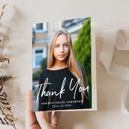 ブラシモダンスクリプト写真の卒業 サンキューカード