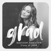 ブラシモダンスクリプト写真の卒業 スクエアシール (正面)