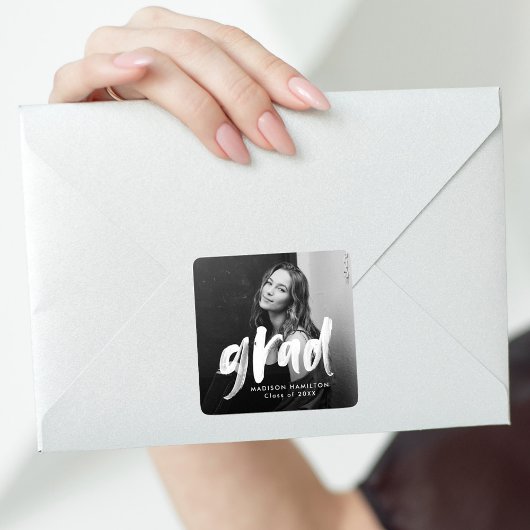 ブラシモダンスクリプト写真の卒業 スクエアシール