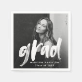 ブラシモダンスクリプト写真の卒業 スタンダードカクテルナプキン (正面)