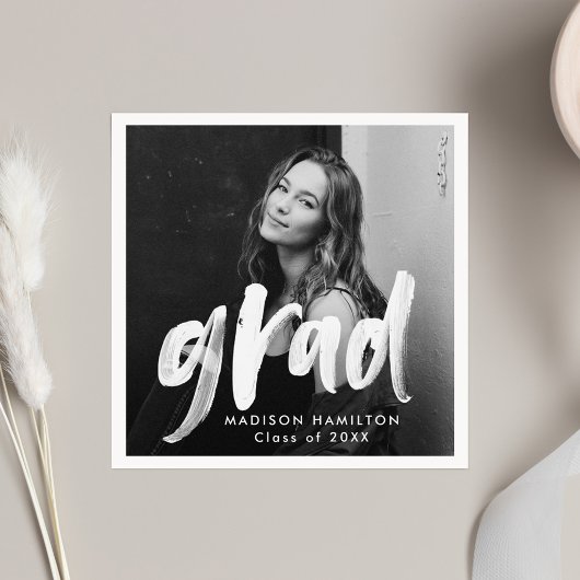 ブラシモダンスクリプト写真の卒業 スタンダードカクテルナプキン