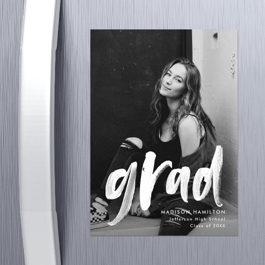 ブラシモダンスクリプト写真の卒業 マグネット招待状