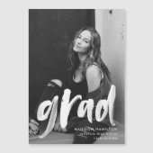 ブラシモダンスクリプト写真の卒業 マグネット招待状 (正面)