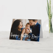 ブラシモダンスクリプト写真父の日ハッピー カード (正面)