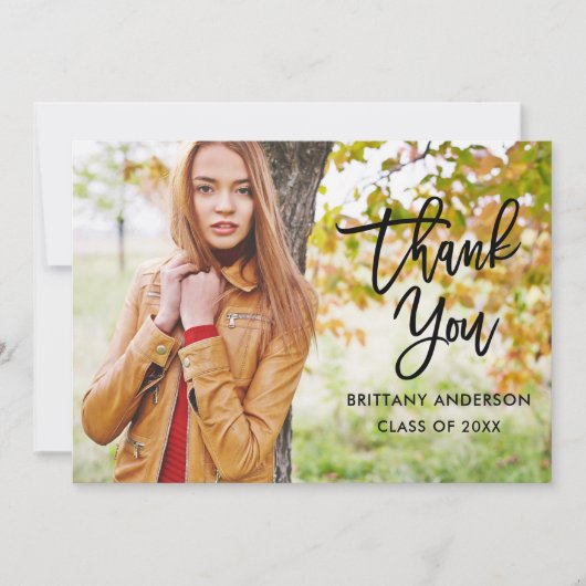 ブラシモダンスクリプト卒業ありがとうBlkカード 案内状 (正面)