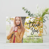 ブラシモダンスクリプト卒業ありがとうBlkカード 案内状 (スタンド正面)