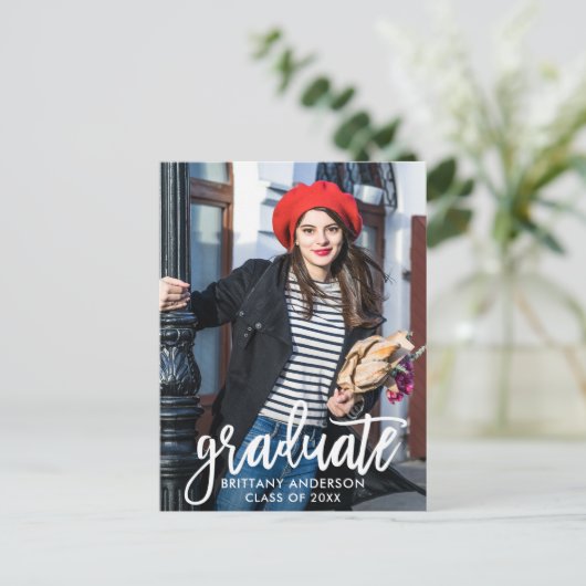 ブラシモダンスクリプト卒業パーティーの写真 インビテーションポストカード (スタンド正面)