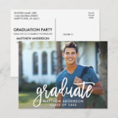 ブラシモダンスクリプト卒業パーティー インビテーションポストカード (正面/裏面)