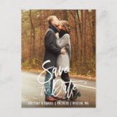 ブラシモダンスクリプト婚約写真の日付を保存 ポストカード (正面)