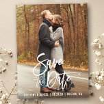 ブラシモダンスクリプト婚約写真の日付を保存 ポストカード<br><div class="desc">ブラシモダンスクリプト婚約日付フォトポストカードの保存</div>