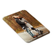 ブラシモダンスクリプト婚約写真の日付を保存 マグネット (右側)