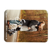 ブラシモダンスクリプト婚約写真の日付を保存 マグネット (横)