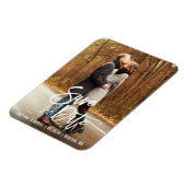 ブラシモダンスクリプト婚約写真の日付を保存 マグネット (左側)