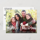 ブラシモダンスクリプト家族の写真メリークリスマス ポストカード (正面/裏面)