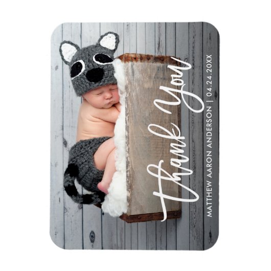 ブラシモダンスクリプト新生児ありがとうございました マグネット (縦)