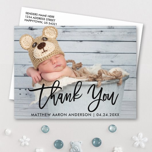 ブラシモダンスクリプト新生児ありがとうBlk ポストカード