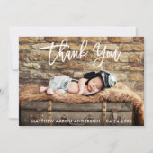 ブラシモダンスクリプト新生児ありがとうKraftカード 招待状 (正面)