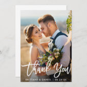 ブラシモダンスクリプト新郎新婦フォトズ結婚ーズ サンキューカード (正面/裏面)