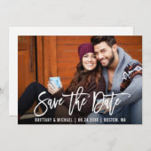 ブラシモダンスクリプト日付のフォトカードを保存 セーブザデート (正面/裏面)