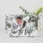 ブラシモダンスクリプト日付のフォトカードBを保存 セーブザデート (スタンド正面)