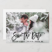 ブラシモダンスクリプト日付のフォトカードBを保存 セーブザデート (正面/裏面)