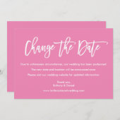 ブラシモダンスクリプト日付を変更するピンクカード セーブザデート (正面/裏面)