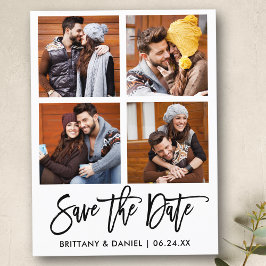 ブラシモダンスクリプト日付4フォトコラージュを保存 ポストカード