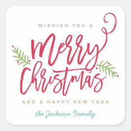 ブラシモダンスクリプト明るいクリスマス スクエアシール