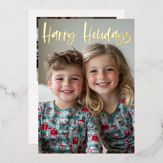 ブラシモダンスクリプト2フォトクリスマス 箔シーズンカード (正面/裏面)