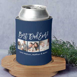 ブラシモダンスクリプト3枚の写真最高のパパEver Blue 缶クーラー