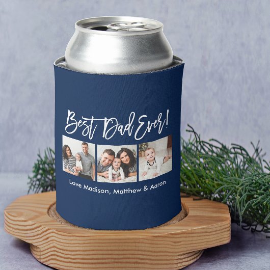 ブラシモダンスクリプト3枚の写真最高のパパEver Blue 缶クーラー