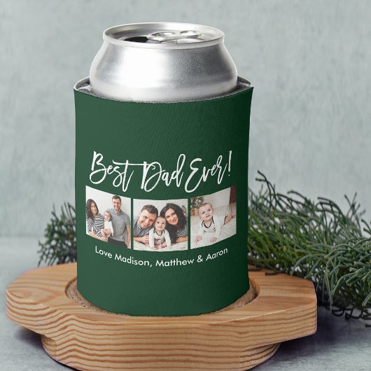ブラシモダンスクリプト3枚の写真最高のパパEver Green 缶クーラー