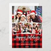 ブラシモダンスクリプト4フォトホリデーズレッドプレイド シーズンカード (正面/裏面)