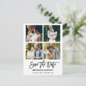 ブラシモダンスクリプト4写真の日付を保存 ポストカード (スタンド正面)