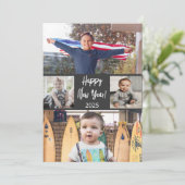 ブラシモダンスクリプト4写真ハッピー新年カード 招待状 (スタンド正面)