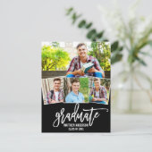 ブラシモダンスクリプト4写真卒業パーティー インビテーションポストカード (スタンド正面)