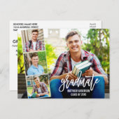 ブラシモダンスクリプト4写真卒業パーティー ポストカード (正面/裏面)