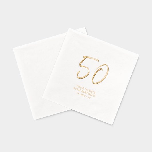 ブラシモダンスクリプト50th誕生日パーティー 箔ナプキン (裏面)